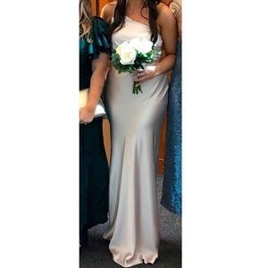 Champagne satin bridesmaids dress